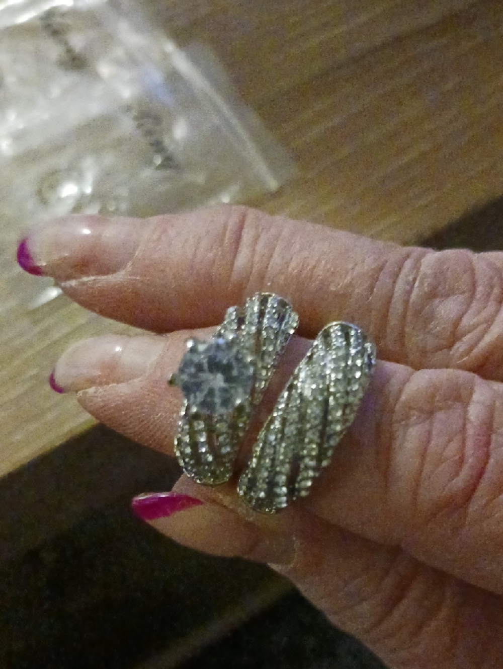 Silver Multi-Row Crystal Wrap Ring - Silver